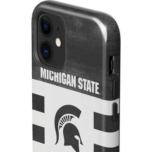 Michigan State University Black and White Stripes iPhone 12 Impact Case