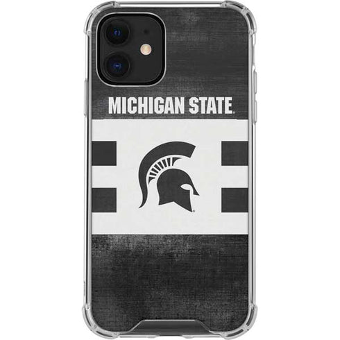 Michigan State University Black and White Stripes iPhone 12 Mini Clear Case