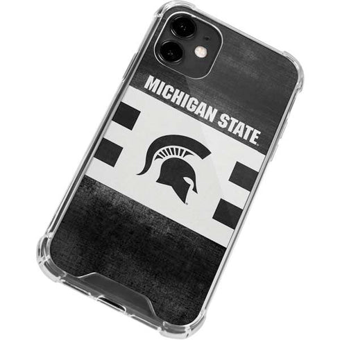 Michigan State University Black and White Stripes iPhone 12 Mini Clear Case