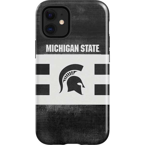 Michigan State University Black and White Stripes iPhone 12 Mini Impact Case