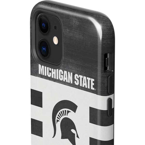 Michigan State University Black and White Stripes iPhone 12 Mini Impact Case