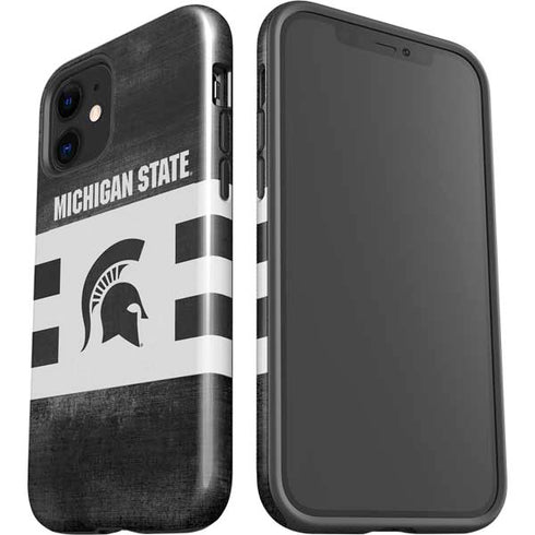 Michigan State University Black and White Stripes iPhone 12 Mini Impact Case