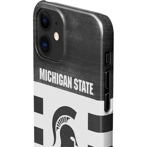 Michigan State University Black and White Stripes iPhone 12 Mini Lite Case