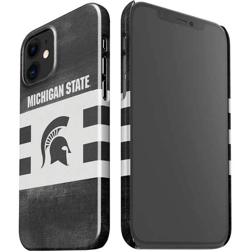 Michigan State University Black and White Stripes iPhone 12 Mini Lite Case