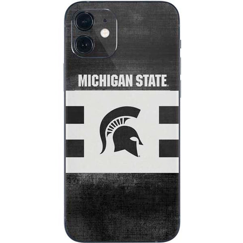 Michigan State University Black and White Stripes iPhone 12 Mini Skin