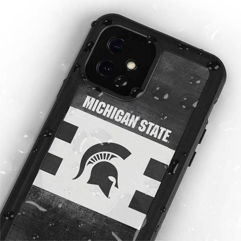 Michigan State University Black and White Stripes iPhone 12 Mini Waterproof Case