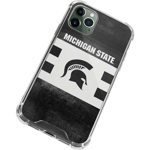 Michigan State University Black and White Stripes iPhone 12 Pro Clear Case