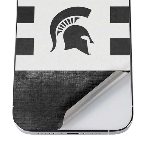 Michigan State University Black and White Stripes iPhone 12 Pro Max Skin