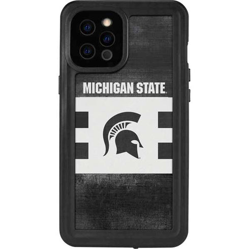 Michigan State University Black and White Stripes iPhone 12 Pro Max Waterproof Case