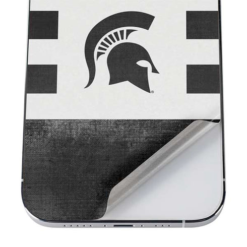 Michigan State University Black and White Stripes iPhone 12 Pro Skin