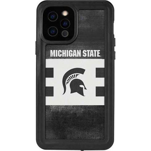 Michigan State University Black and White Stripes iPhone 12 Pro Waterproof Case