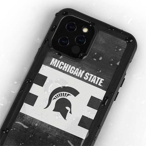 Michigan State University Black and White Stripes iPhone 12 Pro Waterproof Case