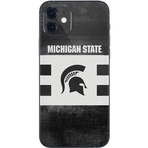 Michigan State University Black and White Stripes iPhone 12 Skin