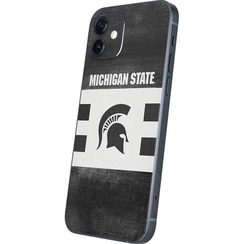 Michigan State University Black and White Stripes iPhone 12 Skin