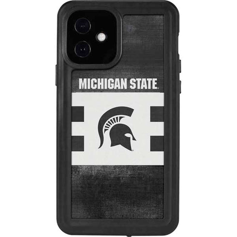 Michigan State University Black and White Stripes iPhone 12 Waterproof Case
