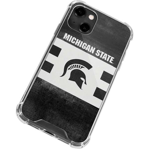 Michigan State University Black and White Stripes iPhone 13 Clear Case