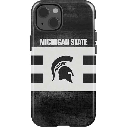 Michigan State University Black and White Stripes iPhone 13 Impact Case