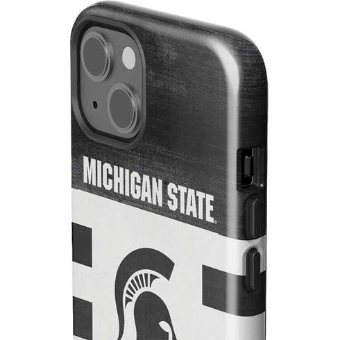 Michigan State University Black and White Stripes iPhone 13 Impact Case