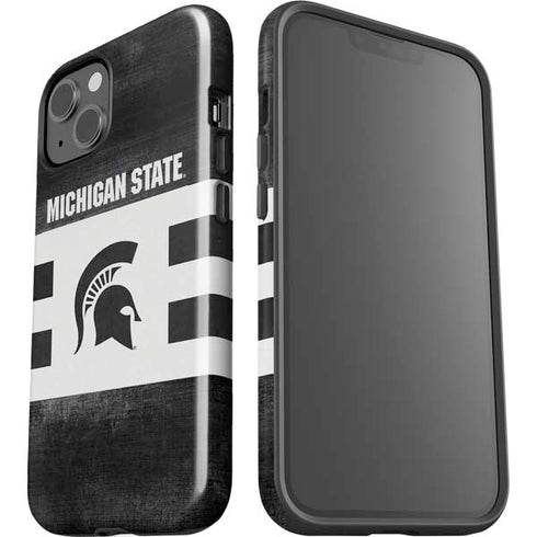 Michigan State University Black and White Stripes iPhone 13 Impact Case