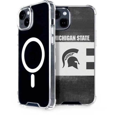 Michigan State University Black and White Stripes iPhone 13 MagSafe Case