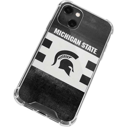 Michigan State University Black and White Stripes iPhone 13 Mini Clear Case