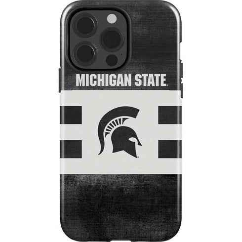 Michigan State University Black and White Stripes iPhone 13 Pro Impact Case
