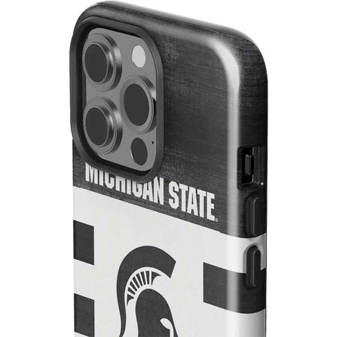 Michigan State University Black and White Stripes iPhone 13 Pro Impact Case