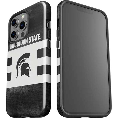 Michigan State University Black and White Stripes iPhone 13 Pro Impact Case