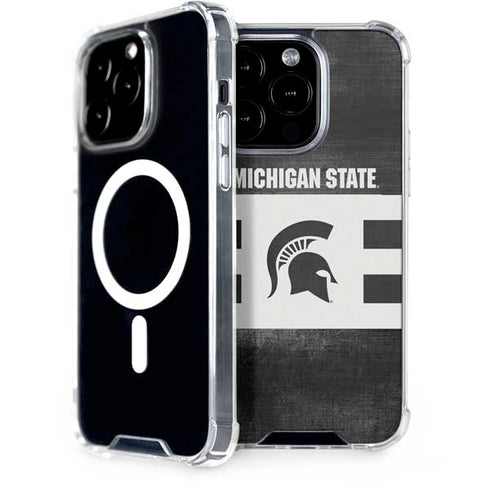 Michigan State University Black and White Stripes iPhone 13 Pro MagSafe Case