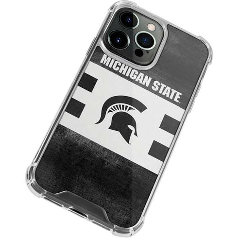 Michigan State University Black and White Stripes iPhone 13 Pro Max Clear Case