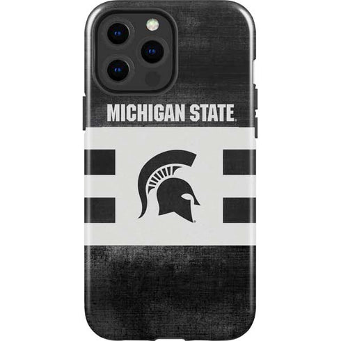 Michigan State University Black and White Stripes iPhone 13 Pro Max Impact Case