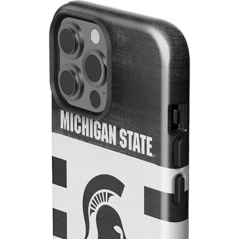 Michigan State University Black and White Stripes iPhone 13 Pro Max Impact Case