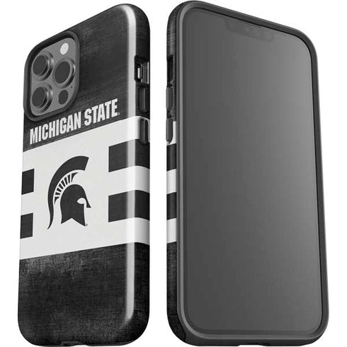 Michigan State University Black and White Stripes iPhone 13 Pro Max Impact Case