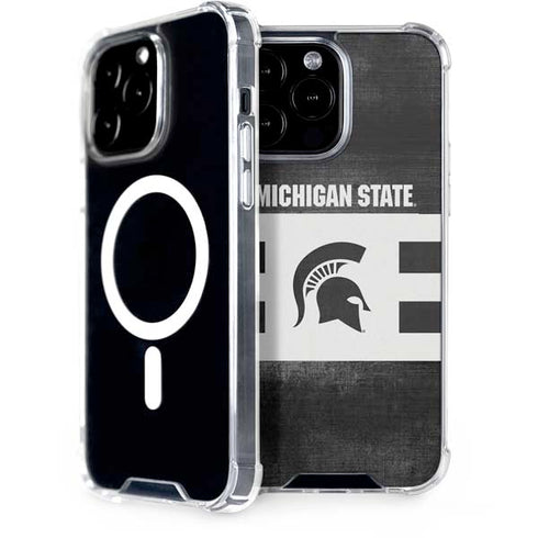 Michigan State University Black and White Stripes iPhone 13 Pro Max MagSafe Case
