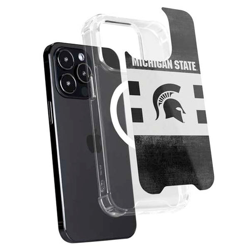 Michigan State University Black and White Stripes iPhone 13 Pro Max MagSafe Case