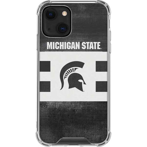Michigan State University Black and White Stripes iPhone 14 Clear Case