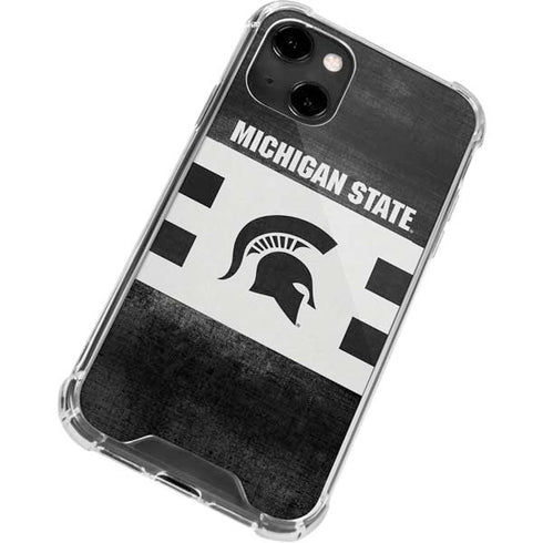 Michigan State University Black and White Stripes iPhone 14 Clear Case