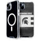 Michigan State University Black and White Stripes iPhone 15 MagSafe Case