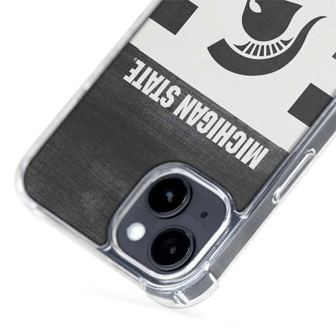 Michigan State University Black and White Stripes iPhone 15 MagSafe Case