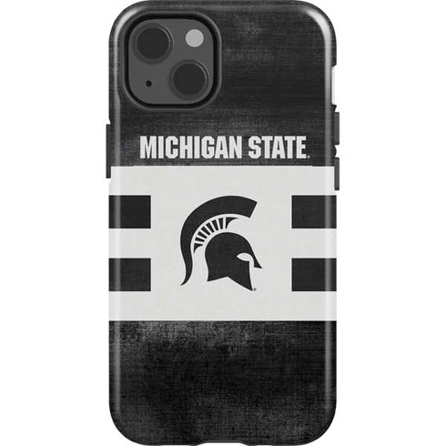 Michigan State University Black and White Stripes iPhone 14 Impact Case
