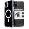 Michigan State University Black and White Stripes iPhone 14 Plus MagSafe Case
