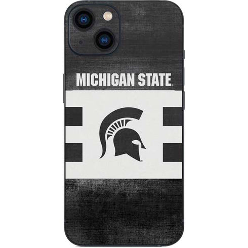 Michigan State University Black and White Stripes iPhone 14 Plus Skin