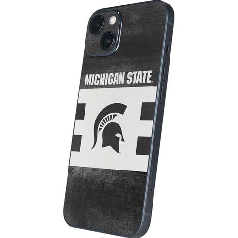Michigan State University Black and White Stripes iPhone 15 Plus Skin