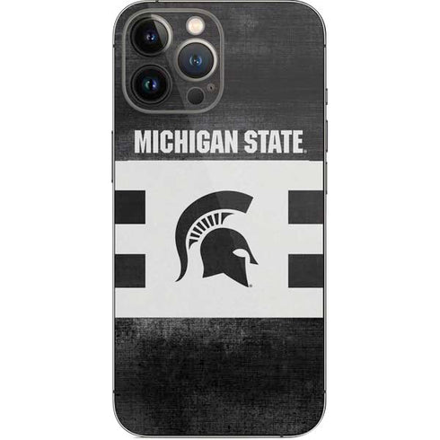 Michigan State University Black and White Stripes iPhone 14 Pro Max Skin