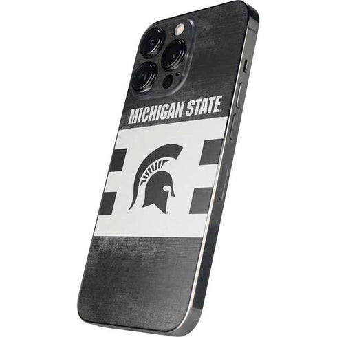 Michigan State University Black and White Stripes iPhone 14 Pro Max Skin