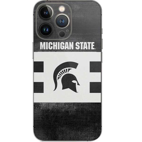 Michigan State University Black and White Stripes iPhone 14 Pro Skin