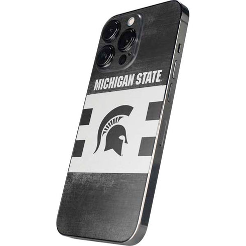 Michigan State University Black and White Stripes iPhone 14 Pro Skin