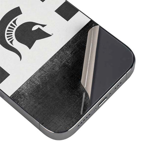 Michigan State University Black and White Stripes iPhone 14 Pro Skin