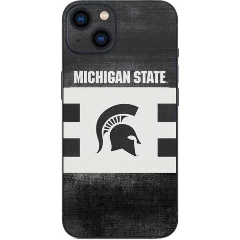 Michigan State University Black and White Stripes iPhone 14 Skin
