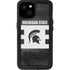 Michigan State University Black and White Stripes iPhone 15 Plus Waterproof Case